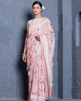Pastel Pink Bamboo Tussar Silk Saree